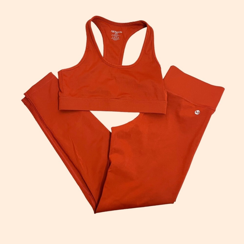 All Access Orange Sports Bra Leggings Set